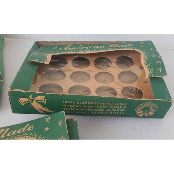 BOX ONLY VTG Christmas Ornament Empty USA 50s Cardboard Ephemera Santa Tree Lot - Picture 7 of 14